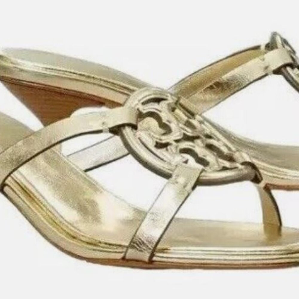 BRAND NEW Tory burch Women sz 11 Geo Bombe Miller Leather gold Sandals 152826